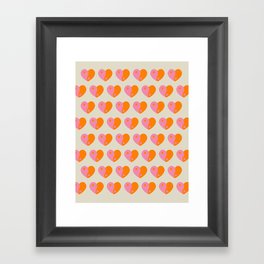 Retro Yin Yang Hearts Pattern (xii 2021) Framed Art Print