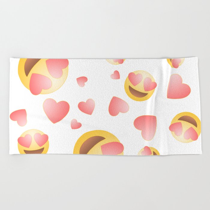 Emoji in Love Beach Towel
