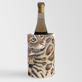 Cute Bengal Cat Kitten Tabby Spotted Pet Watercolor Art Wine Chiller