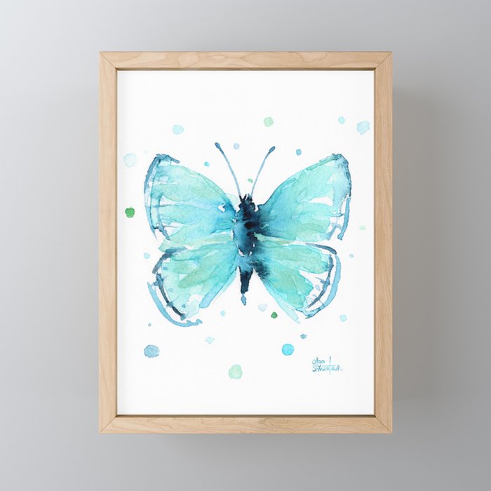 Blue Abstract Butterfly Framed Mini Art Print