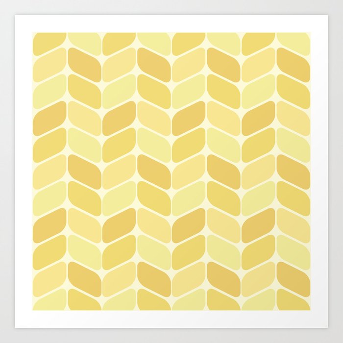 Vintage Diagonal Rectangles Yellow Art Print