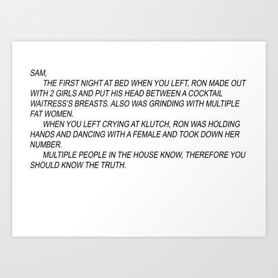 Jersey Shore Anonymous Note Art Print By Cedougherty Society6