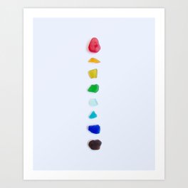 Abstract Minimalist Rainbow Sea Glass Flat Lay | LGBTQIA Art Print