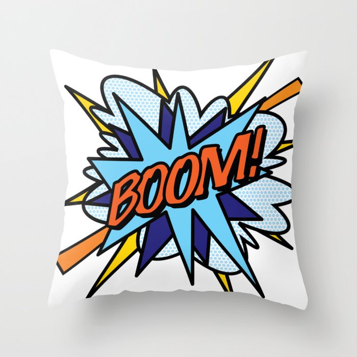BOOM Comic Book Flash Pop Art Cool Fun Graphic Typography Throw Pillow