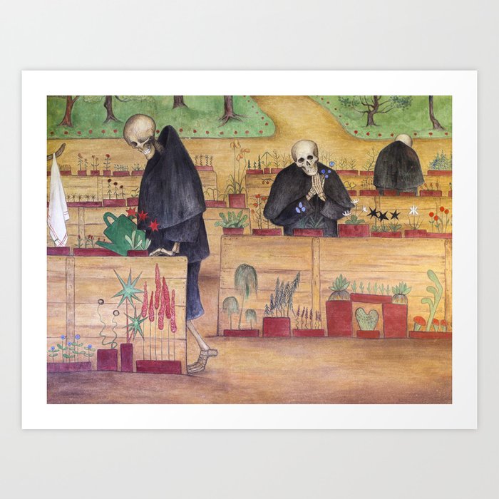 The Garden of Death fresco by Hugo Simberg Art Print by Vintage Wall