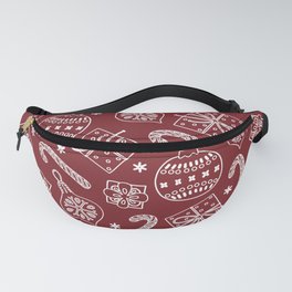 Christmas Doodle Pattern Red Fanny Pack