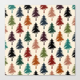 Colorful retro pine forest 10 Canvas Print