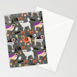 Pug halloween costumes mummy witch vampire pug dog breed pattern by pet friendly Stationery Card