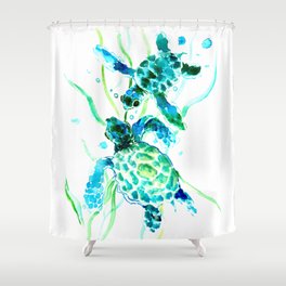 Sea Turtles, Turquoise blue Design Shower Curtain