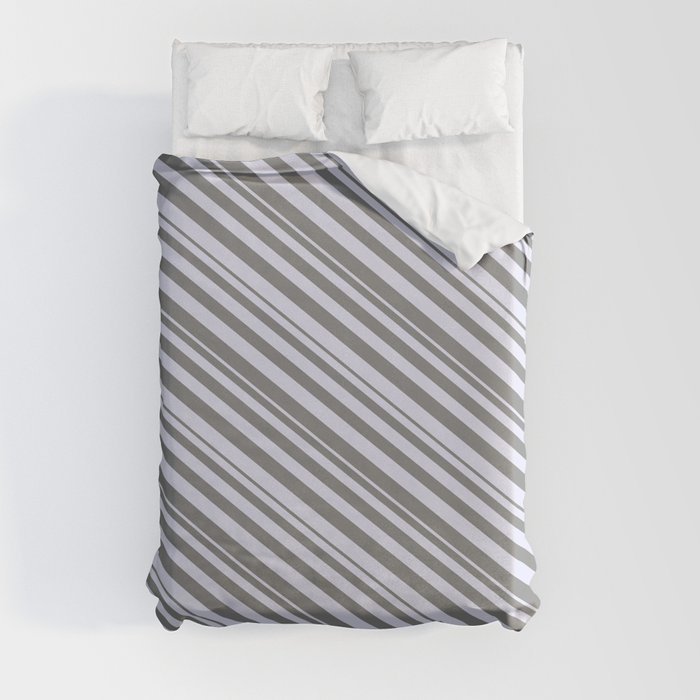 Grey & Lavender Colored Striped Pattern Duvet Cover