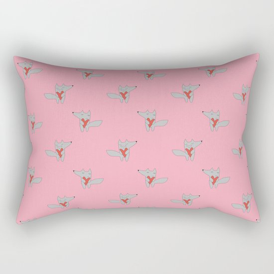 Fox in love pink Rectangular Pillow