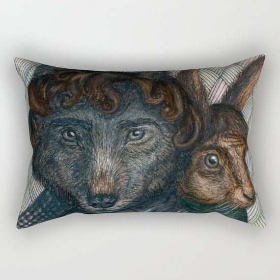 Sherlock Wolf and Dr. Rabbit Rectangular Pillow