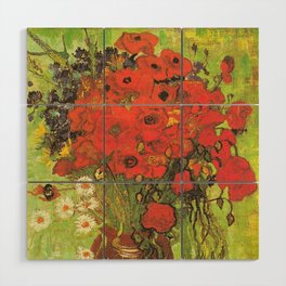 Still Life: Red Poppies and Daisies by Vincent van Gogh Wood Wall Art