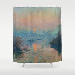 Claude Monet - Sunset on the Seine at Lavacourt Winter Effect Shower Curtain