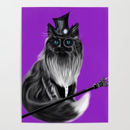 Steampunk Cat in Steampunk Hat Poster
