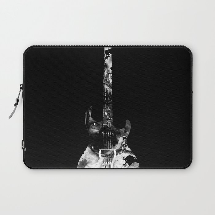 Black And White Electric Bass Guitar by Sharon Cummings Laptop Sleeve