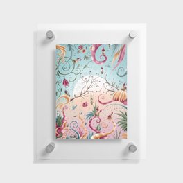 Magical Village in Spring, surreal art for kids Floating Acrylic Print