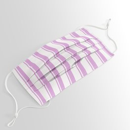 [ Thumbnail: Plum & White Colored Lined/Striped Pattern Face Mask ]
