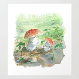 A pair of mushrooms Art Print