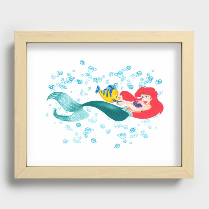 Ariel and Flounder Recessed Framed Print