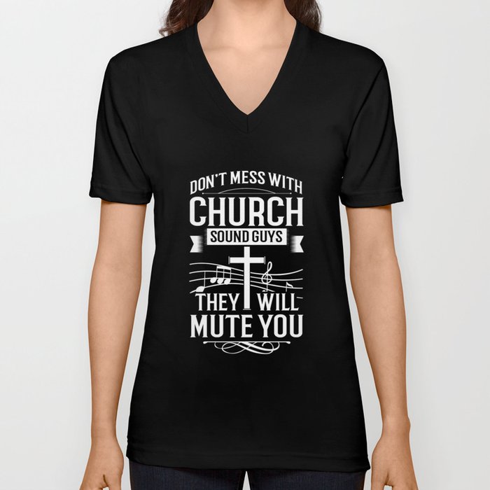 Church Sound Engineer Audio System Music Christian V Neck T Shirt