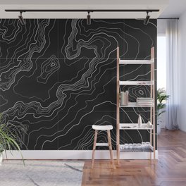 Black topography map Wall Mural
