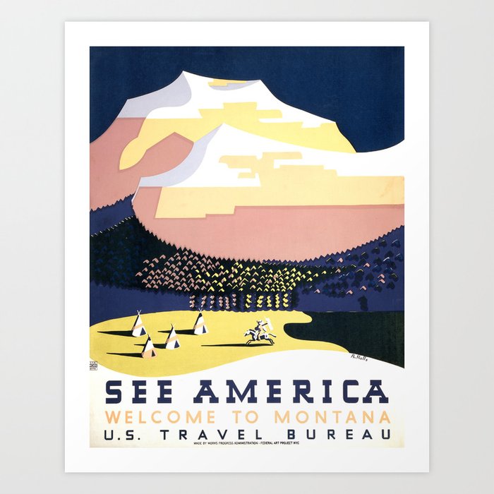 Welcome to Montana Vintage Tourism Poster, WPA, 1938 Art Print