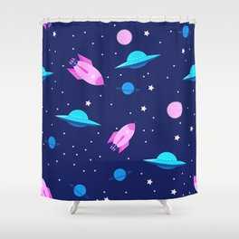 Mysterious Space And Space Objects Pattern Shower Curtain
