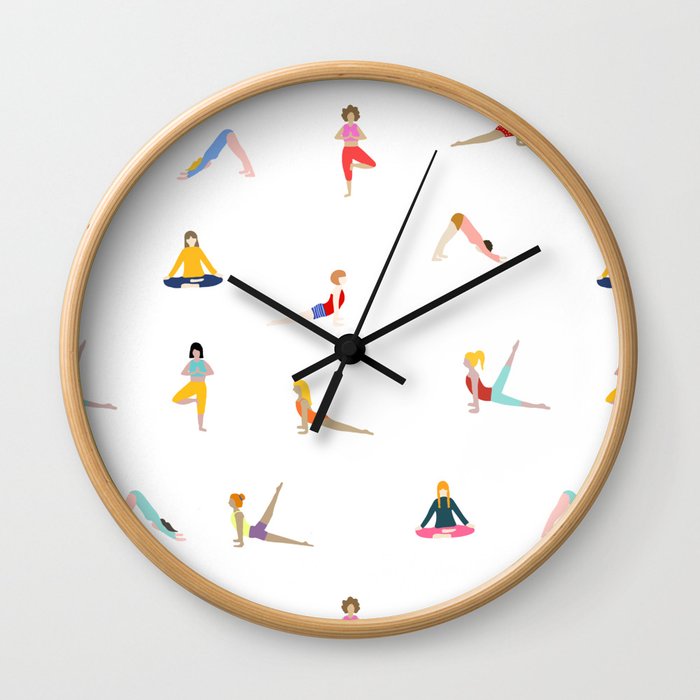 Women in yoga poses Wall Clock