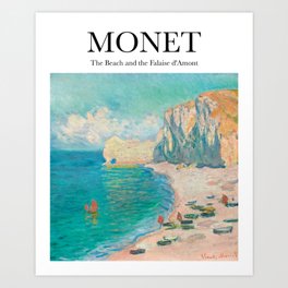 Monet - The Beach and the Falaise d'Amont Art Print