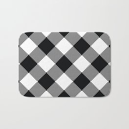Black & White Large Diagonal Gingham Pattern Bath Mat