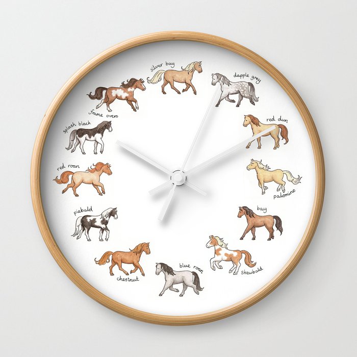 Horses - different colours and markings illustration Wall Clock