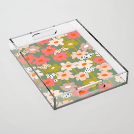 Retro flower pattern 3 Acrylic Tray