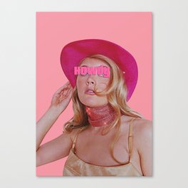 Retro pink poster 'Howdy' Canvas Print