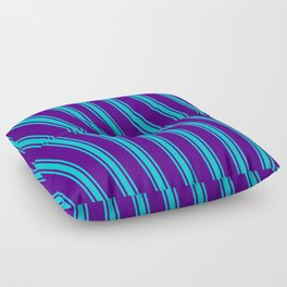 [ Thumbnail: Indigo and Dark Turquoise Colored Striped/Lined Pattern Floor Pillow ]