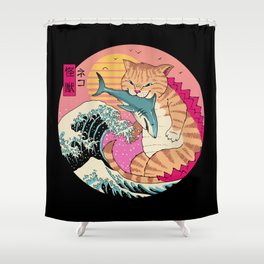 Neko Wave Kaiju Shower Curtain