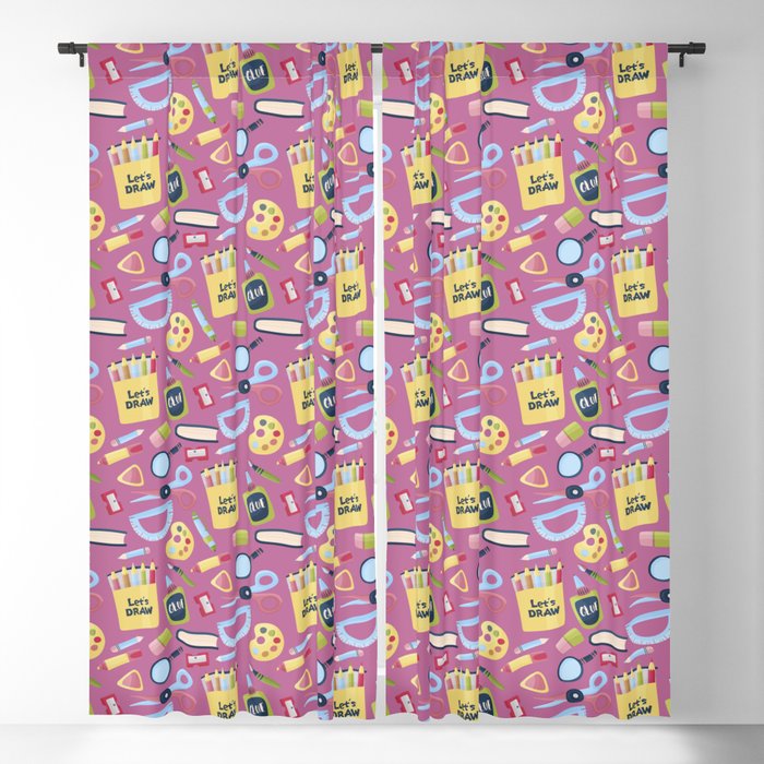 BACK TO SCHOOL - ARTS AND CRAFTS PATTERN Blackout Curtain