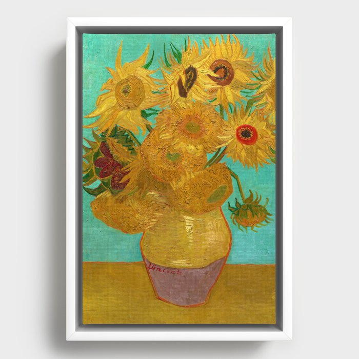 Vincent van Gogh "Vase with Twelve Sunflowers" Framed Canvas