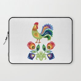 Polish Green Rooster and flowers Laptop Sleeve