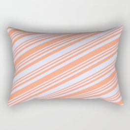[ Thumbnail: Light Salmon and Lavender Colored Lined/Striped Pattern Rectangular Pillow ]