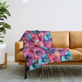 #37 Floral Pattern. Hibiscus Flower Pattern Throw Blanket