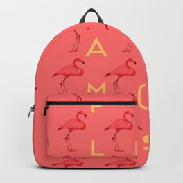 Flamingos #4 Backpack | Photomontage, Typography, Minimal, Pop Art, Pink, Animal, Pattern, Typo, Typographyc, Minimalistic 
