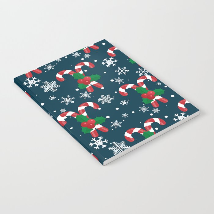 Christmas Vector Seamless Pattern with Candy Canes and Snowflakes 04 Notebook
