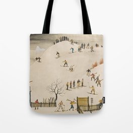 The Practice Slope winter skiing landscape painting by Franz Sedlacek  Tote Bag