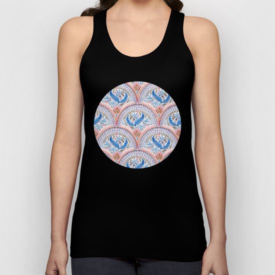Art Deco Fresco in Sky Blue and Coral Unisex Tank Top