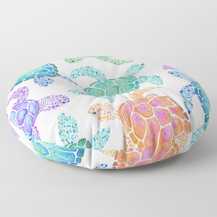 Sea Turtle - Colour Floor Pillow