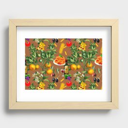 Italy,Italian,Mediterranean,food,wine,pizza,pasta pattern  Recessed Framed Print