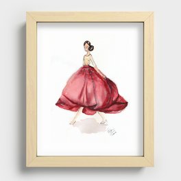Red Fashion Watercolor Model Recessed Framed Print