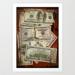Dirty Money Gruney Collage Brown Design Art Print | Abstract, Photo, Collage, Pattern 