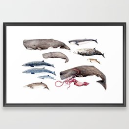 Deep sea whales Framed Art Print